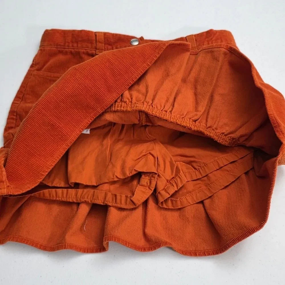 Gymboree Girls Vintage Corduroy Cute Cat Orange Rust Skort Size 12